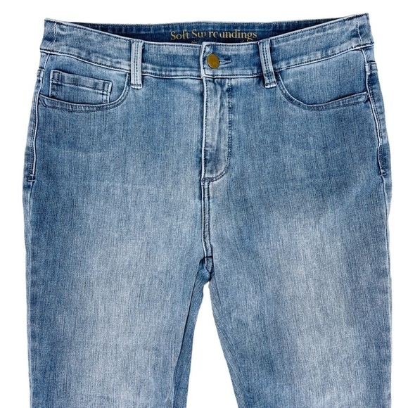 Soft Surroundings Jeans 8 PETITE Blue High Rise Stretch Lace Crochet Hem - Picture 2 of 14